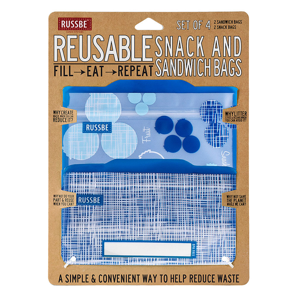 Russbeリネンスナック/サンドイッチバッグ(4のセット)
