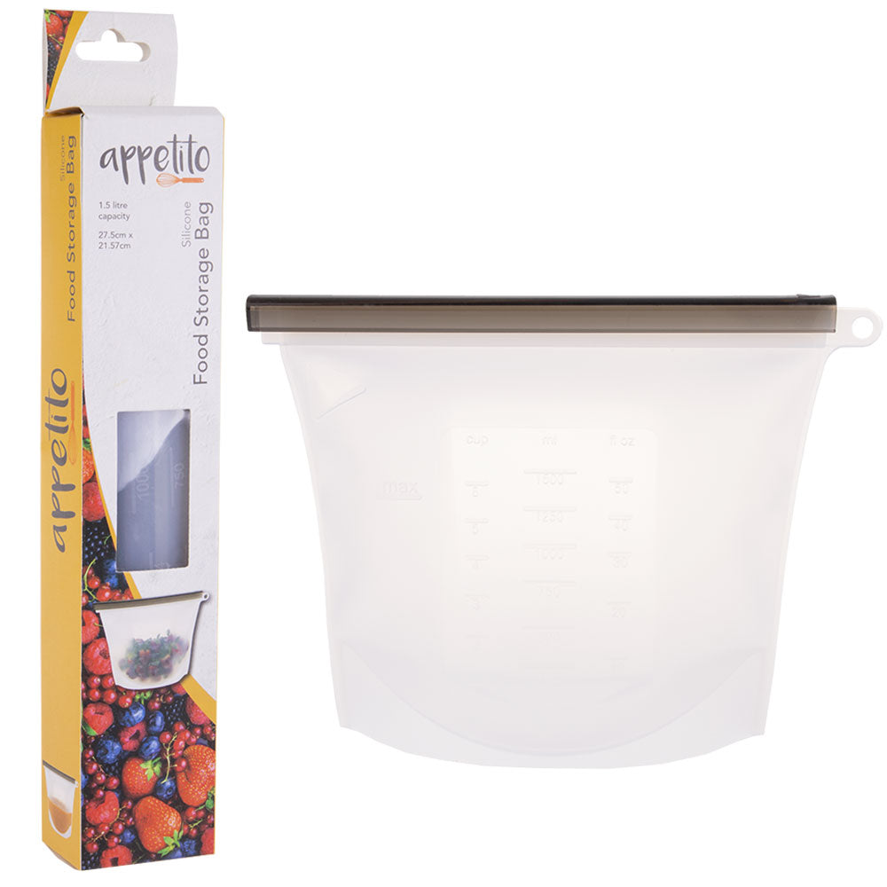 Appetito Wiederverwendbare Lebensmittel-Aufbewahrungstasche aus Silikon (weiß)