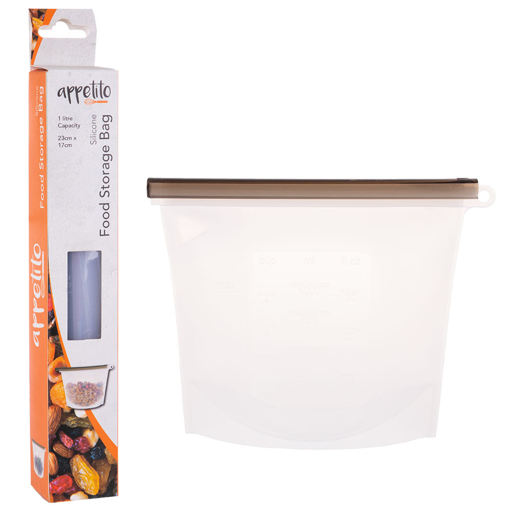 Appetito Wiederverwendbare Lebensmittel-Aufbewahrungstasche aus Silikon (weiß)