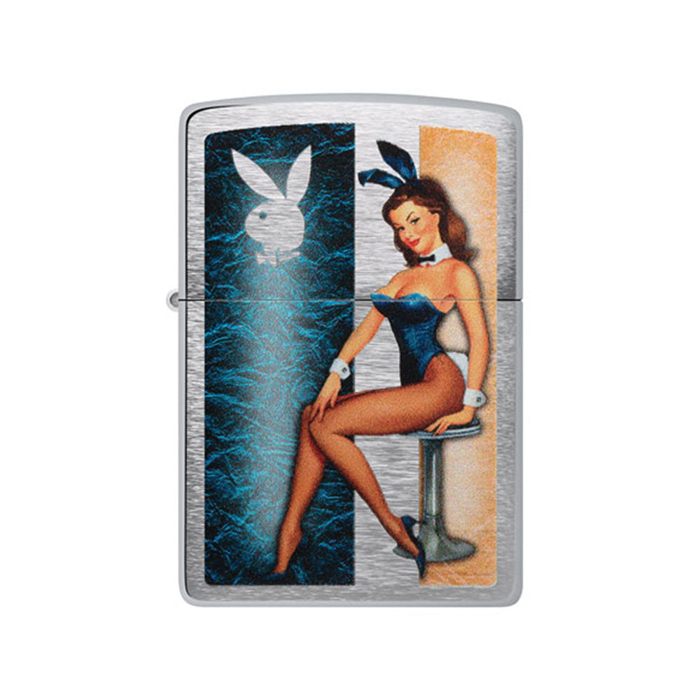 Zippo Playboy Sturmfeuerzeug aus gebürstetem Chrom