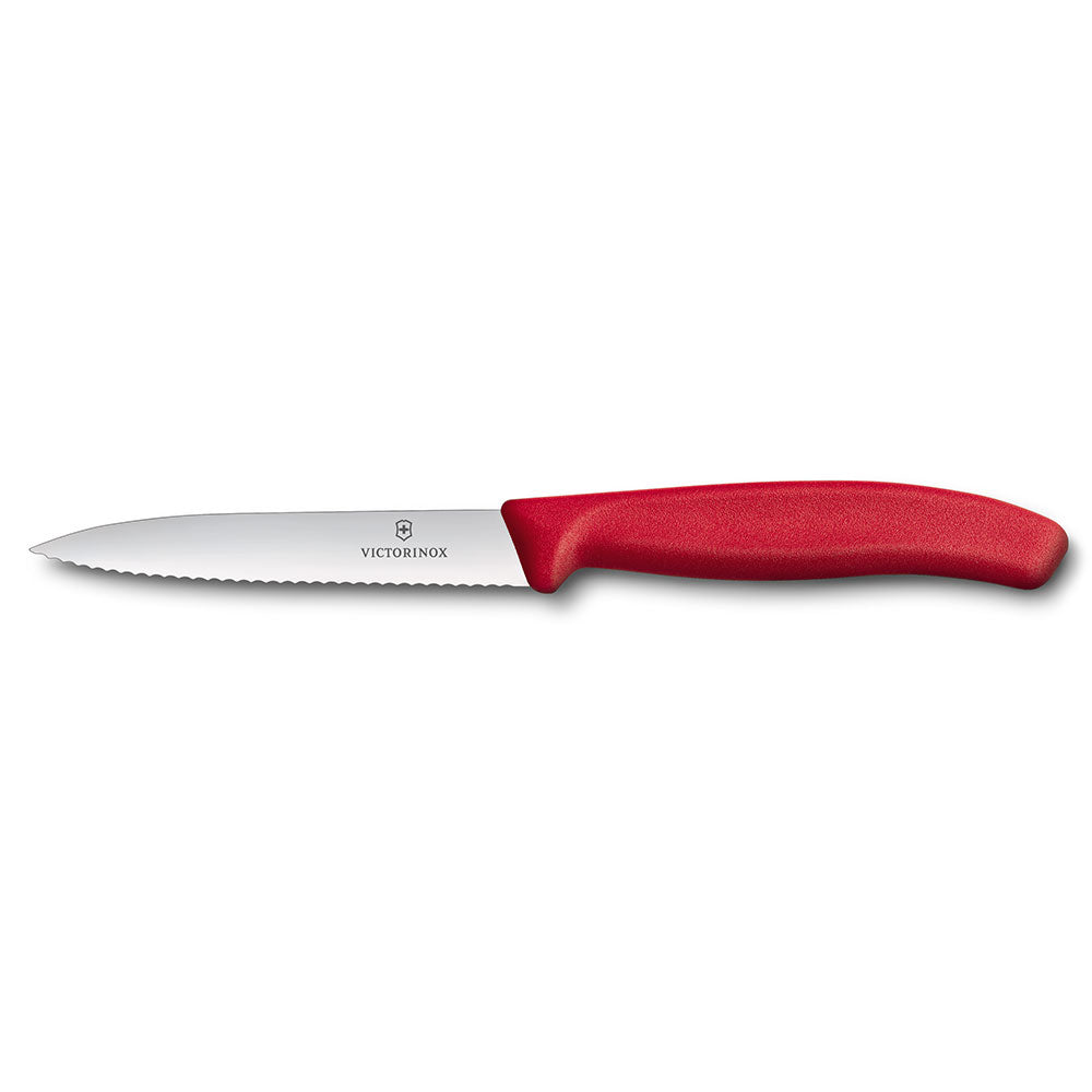 Victorinox Schälmesser mit spitzer Klinge und Wellenkante, 10 cm