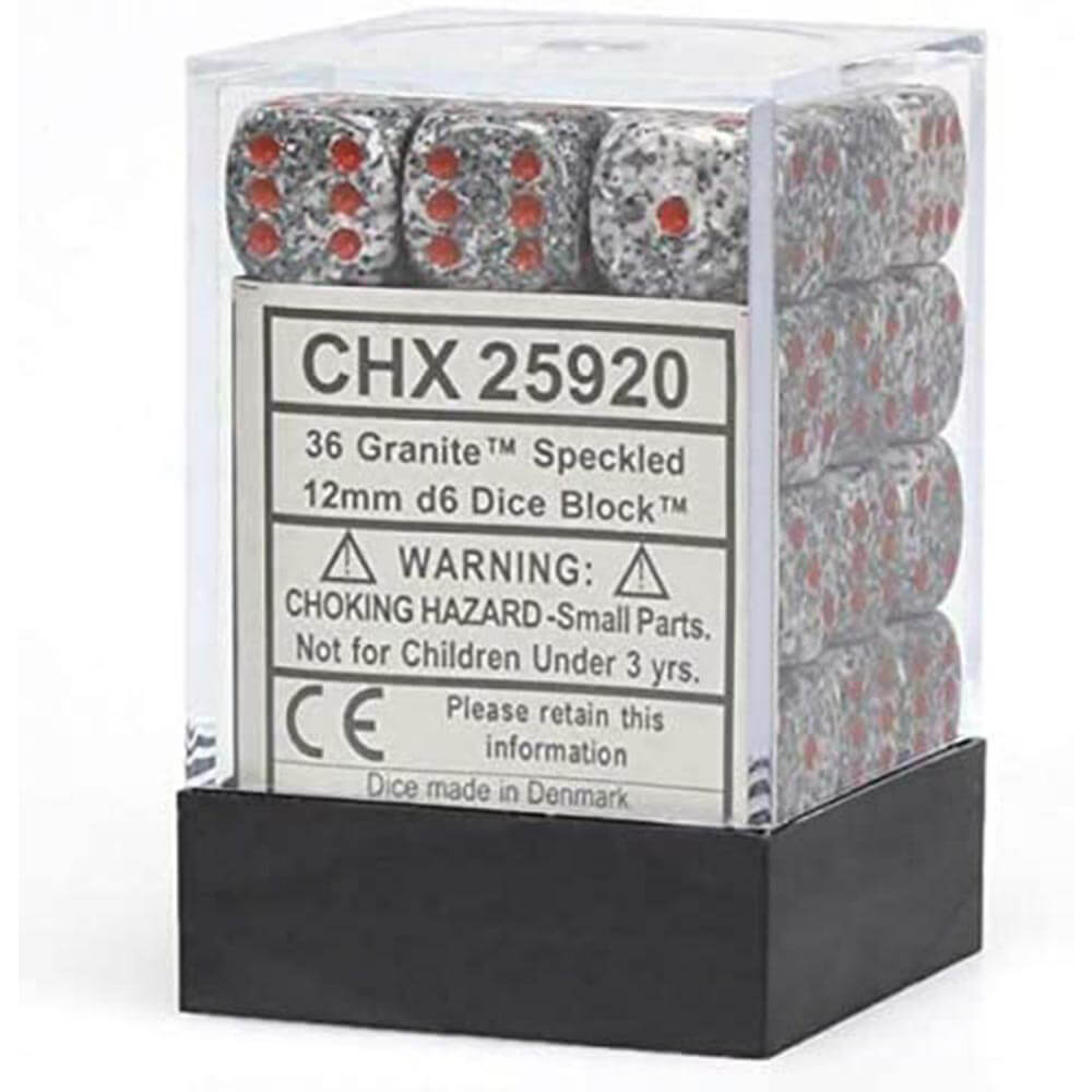 D6 Würfel gesprenkelt 12 mm (36 Würfel)