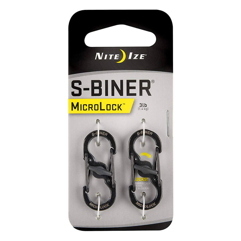 S-Biner Microlock rustfritt stål (2 pakke)