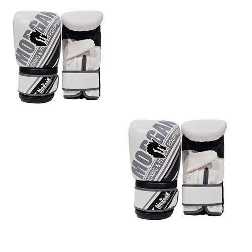 Morgan Aventus Leather Curved Bag Mitts (White/Black)