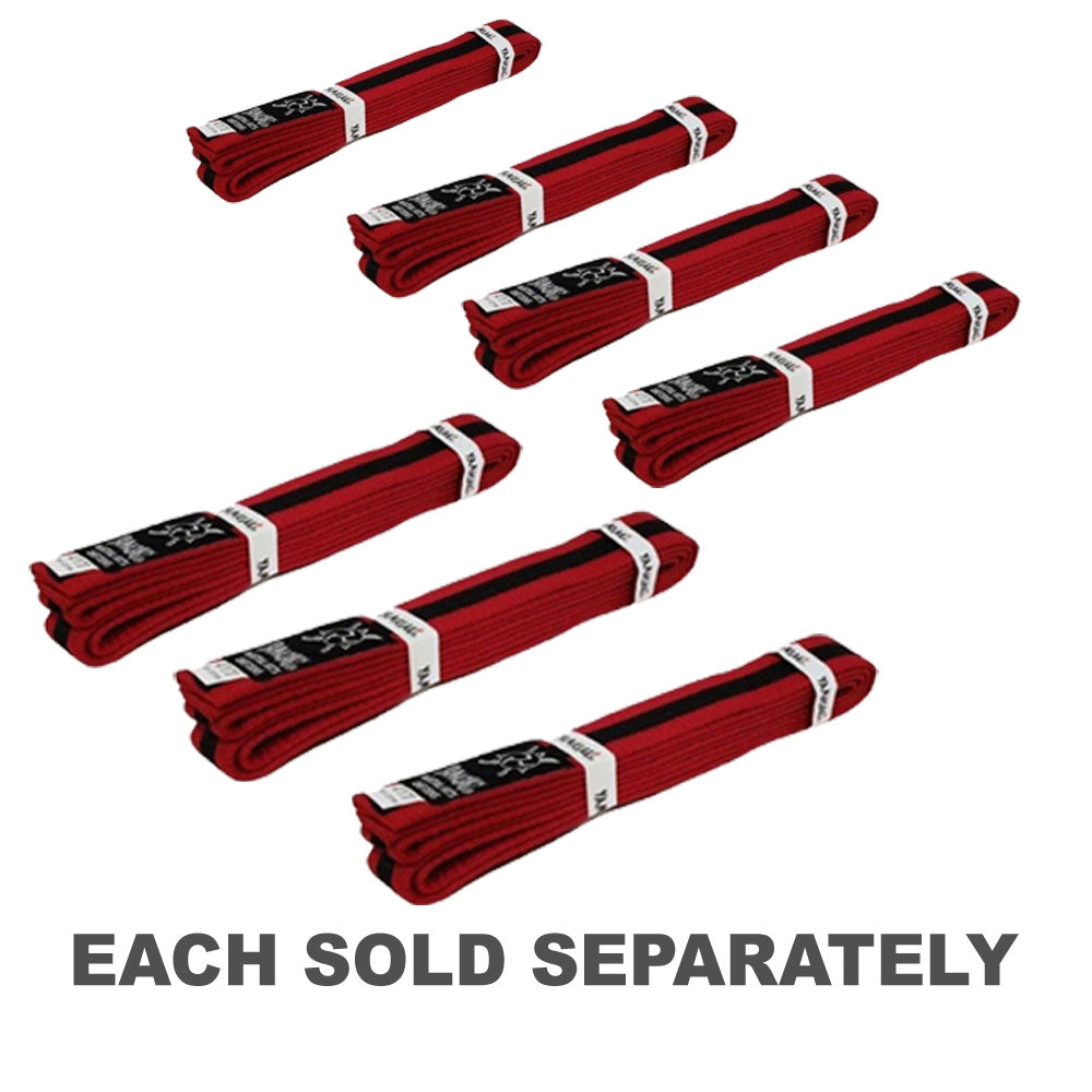 Yamasaki Coloured Martial Arts Belts w/ Black Stripe (Red)