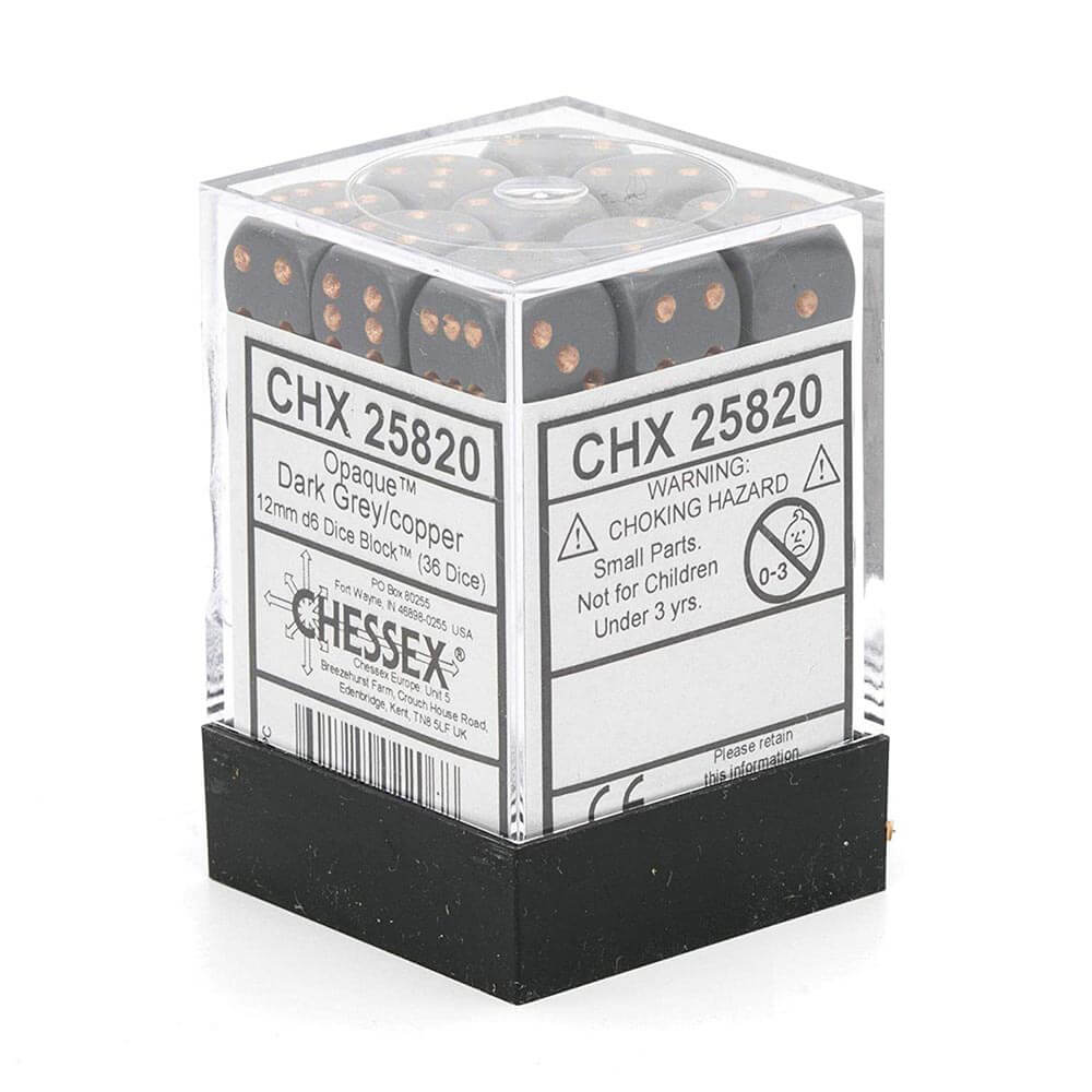 D6 dobbelstenen ondoorzichtig 12 mm (36 dobbelstenen)