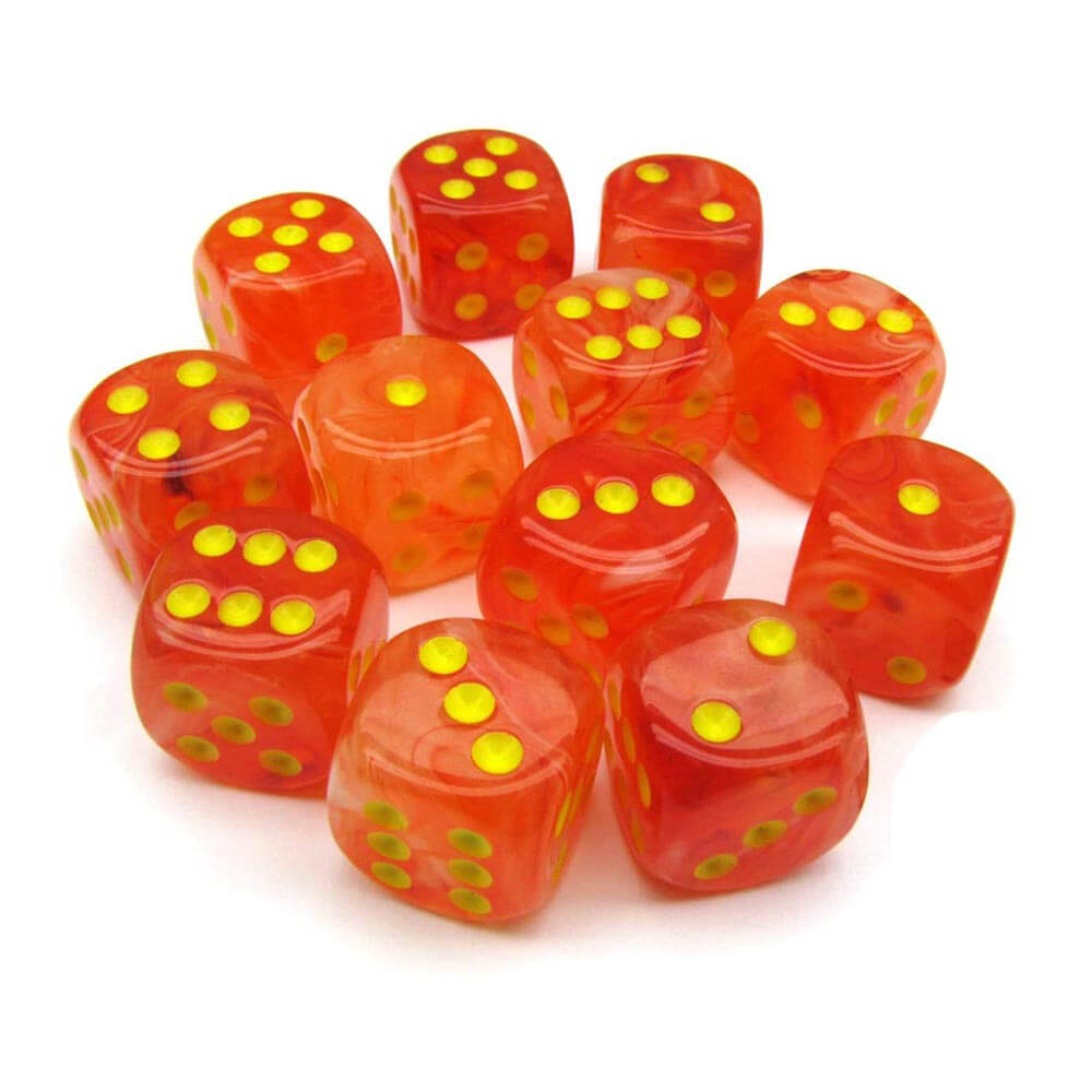 D6 Dice Ghostly Glow 16mm (12 dadi)